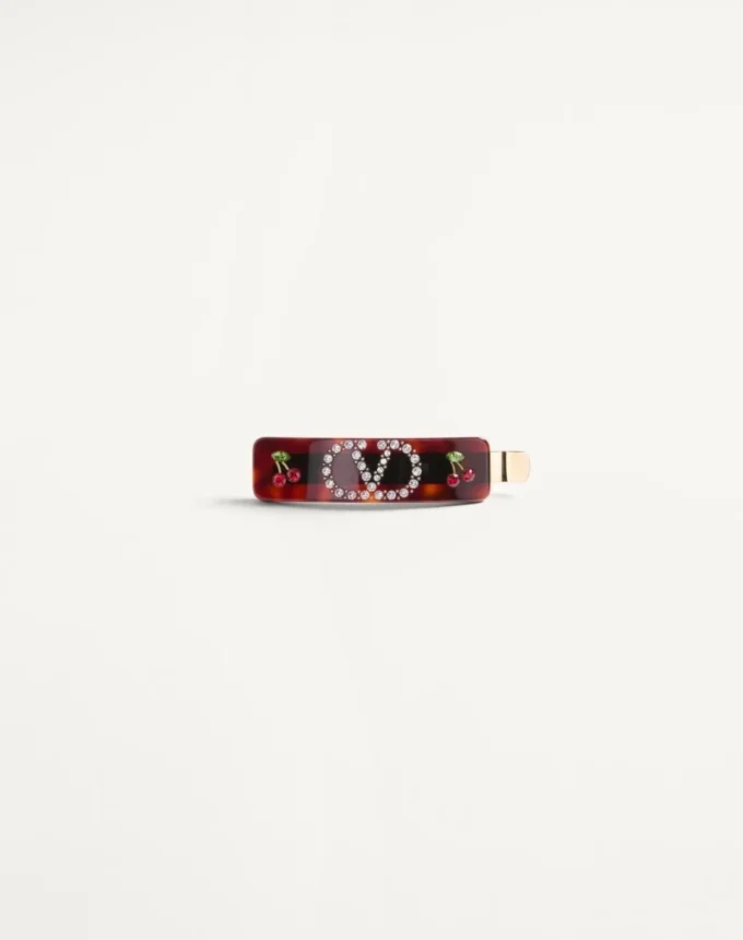 Vlogo Signature Hair Clip In Resin, Metal And Swarovski® Crystals