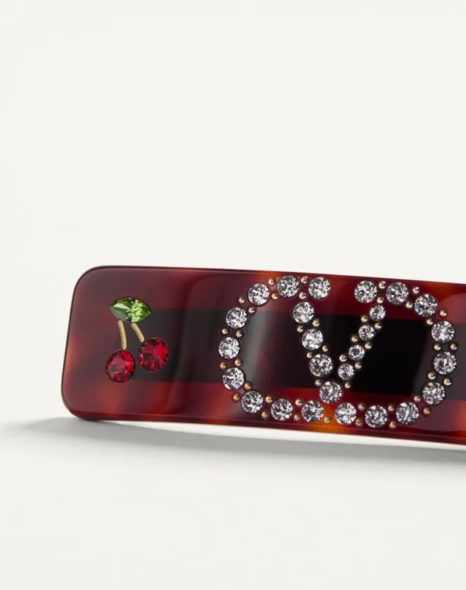 Vlogo Signature Hair Clip In Resin, Metal And Swarovski® Crystals