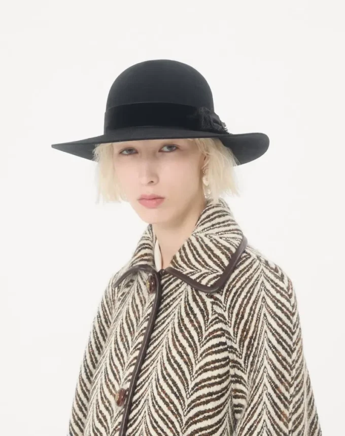 Vlogo Signature Hat in Lapin Fabric and Velvet with Taffetas Bow