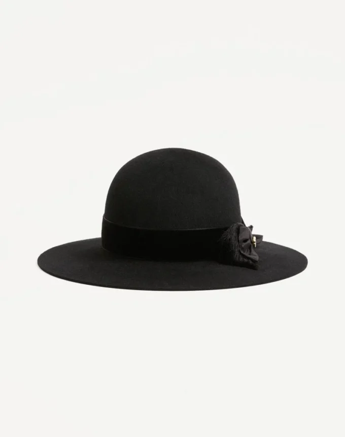 Vlogo Signature Hat in Lapin Fabric and Velvet with Taffetas Bow