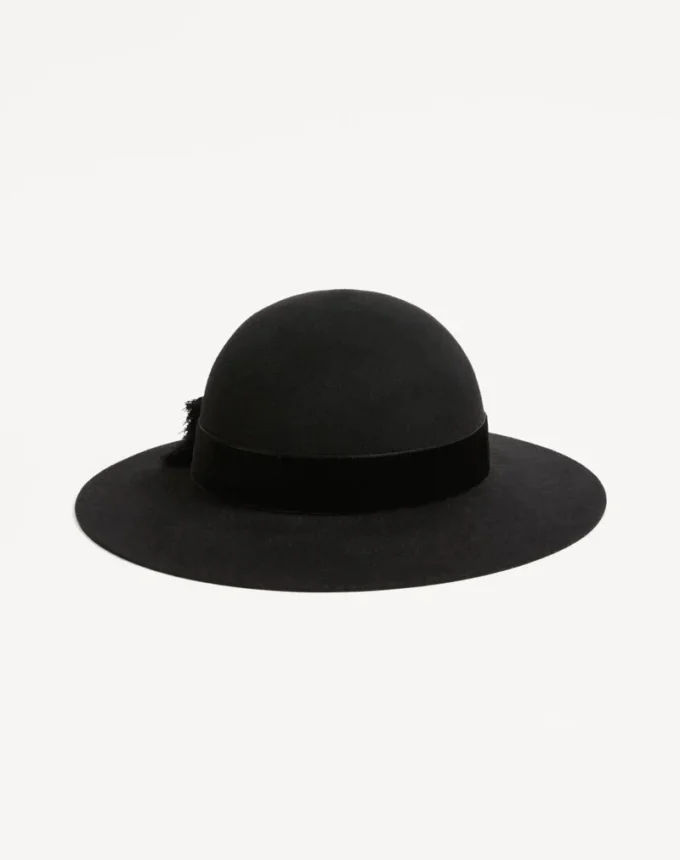 Vlogo Signature Hat in Lapin Fabric and Velvet with Taffetas Bow