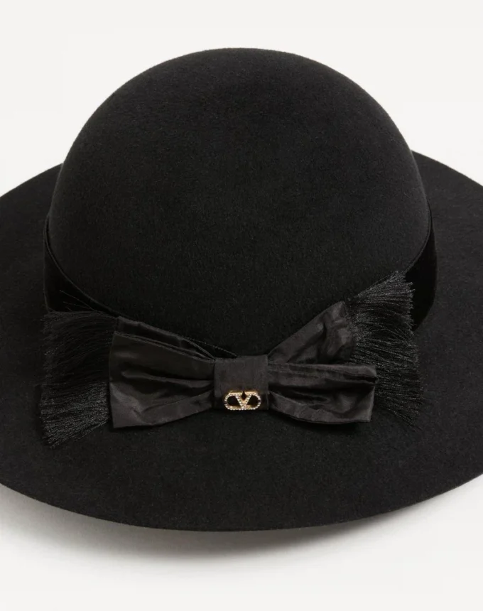 Vlogo Signature Hat in Lapin Fabric and Velvet with Taffetas Bow