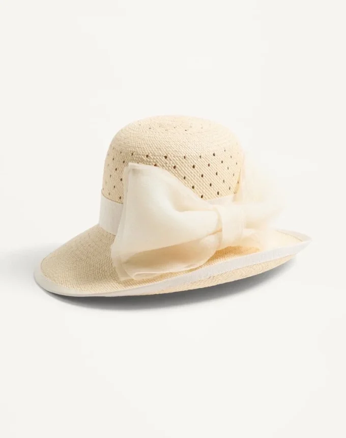 Vlogo Signature Hat In Perforated Panama With Organza Bow Vlogo Signature Hat In Perforated Panama With Organza Bow