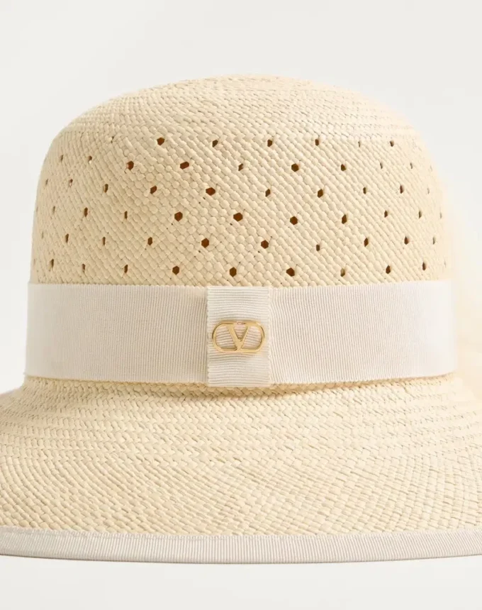 Vlogo Signature Hat In Perforated Panama With Organza Bow Vlogo Signature Hat In Perforated Panama With Organza Bow