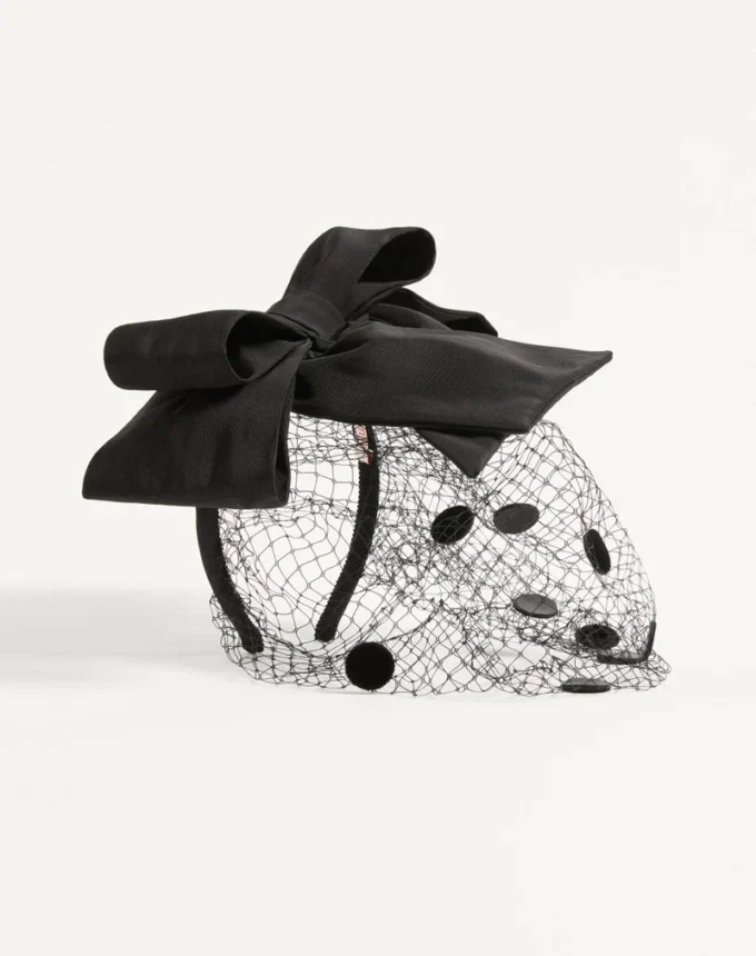 Vlogo Signature Headband With Bow And Veil In Silk And Velvet