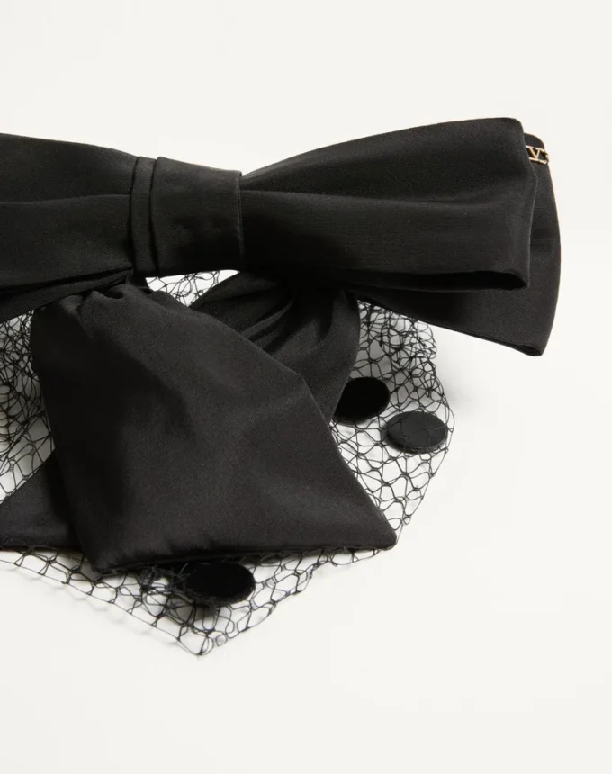 Vlogo Signature Headband With Bow And Veil In Silk And Velvet