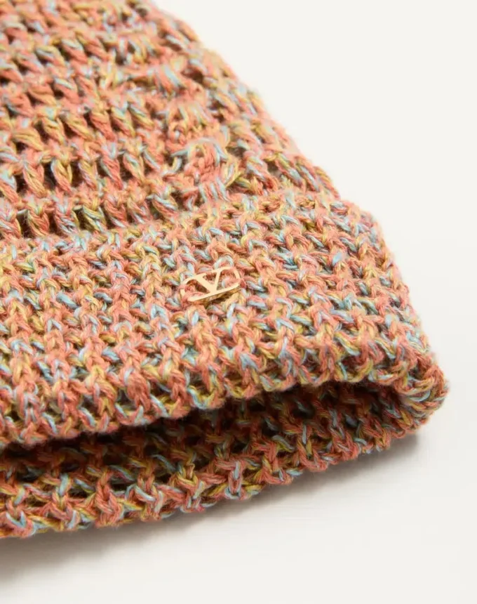 Vlogo Signature Knitted Beanie In Linen And Cotton