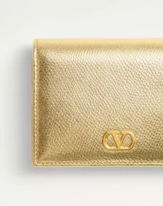 Vlogo Signature Laminated Grainy Calfskin Wallet