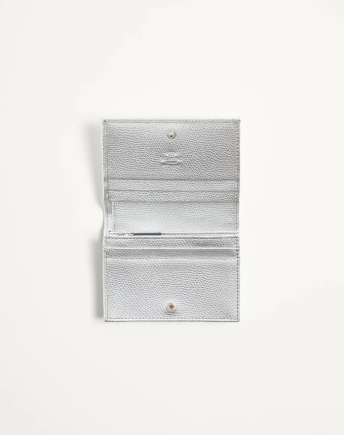 VLogo Signature Laminated Grainy Calfskin Wallet