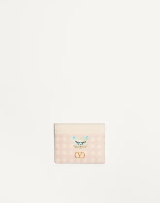 Vlogo Signature Le Chat De La Maison Cardholder in grainy calfskin