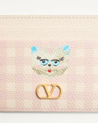 Vlogo Signature Le Chat De La Maison Cardholder in grainy calfskin