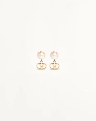 Vlogo Signature Metal And Pearl Earrings