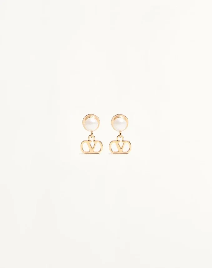 Vlogo Signature Metal And Pearl Earrings