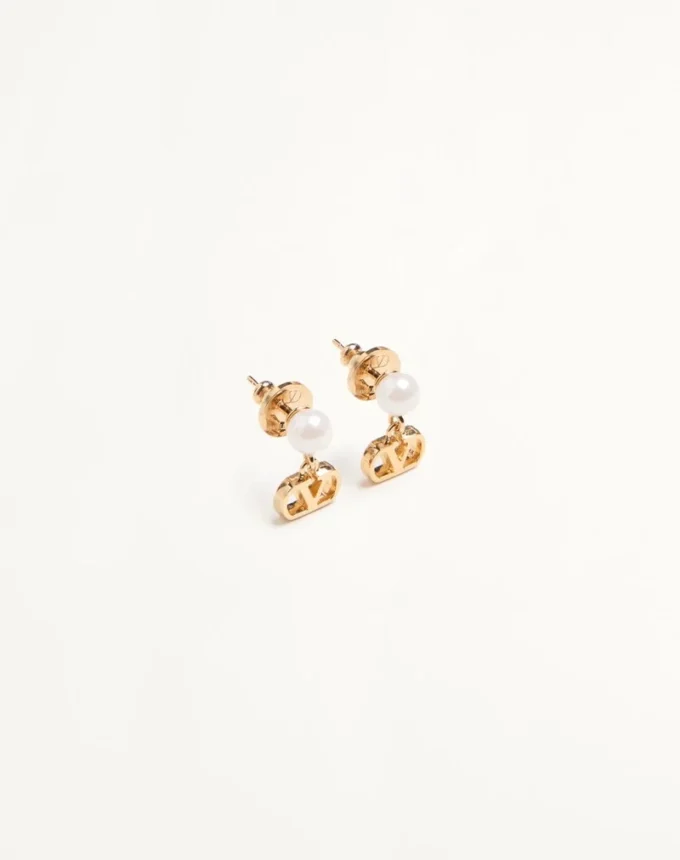 Vlogo Signature Metal And Pearl Earrings