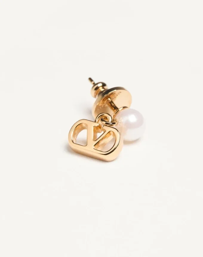 Vlogo Signature Metal And Pearl Earrings