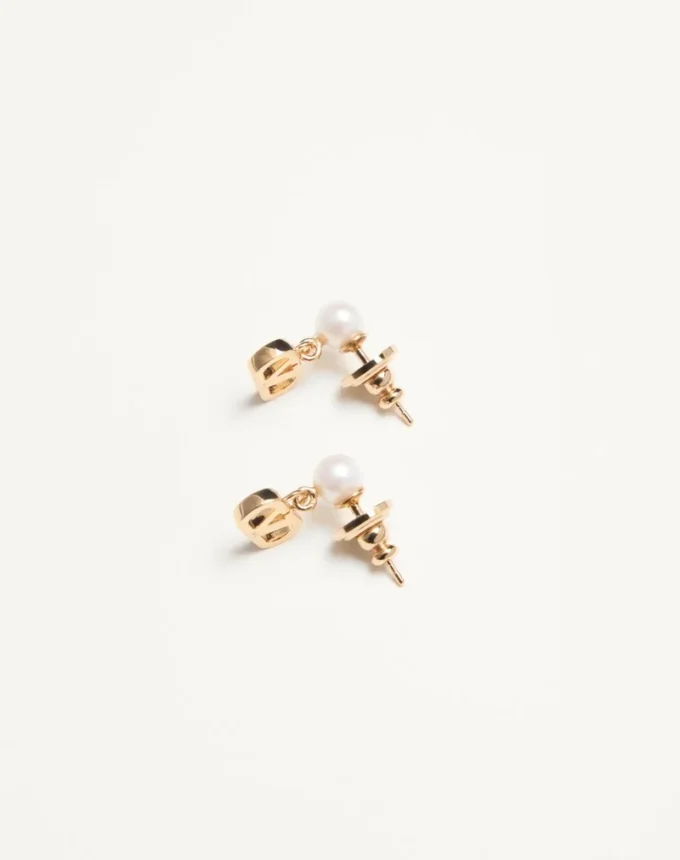 Vlogo Signature Metal And Pearl Earrings