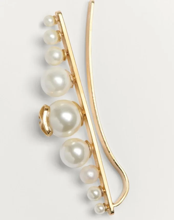 Vlogo Signature Metal And Pearl Tie Clip