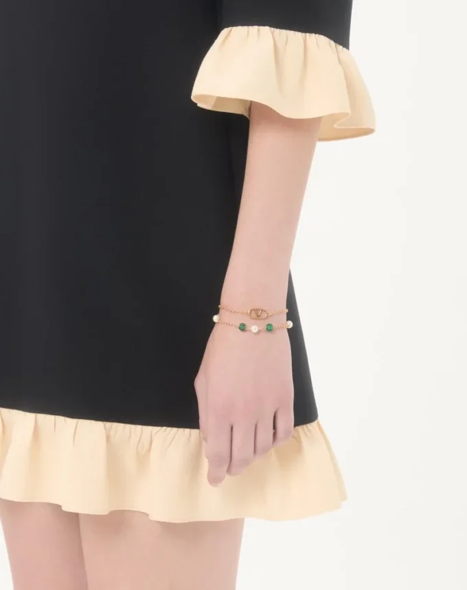 Vlogo Signature Metal, Pearl And Knurled Glass Bracelet Vlogo Signature Metal, Pearl And Knurled Glass Bracelet