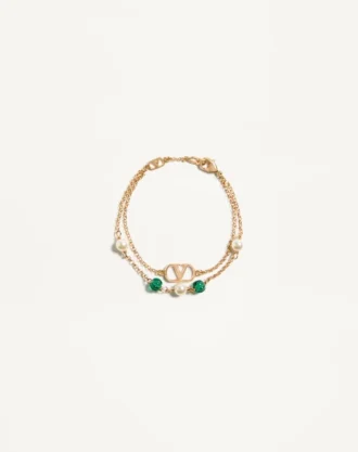 Vlogo Signature Metal, Pearl And Knurled Glass Bracelet