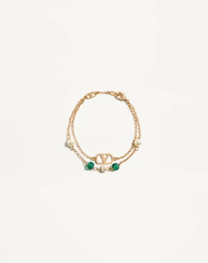 Vlogo Signature Metal, Pearl And Knurled Glass Bracelet Vlogo Signature Metal, Pearl And Knurled Glass Bracelet