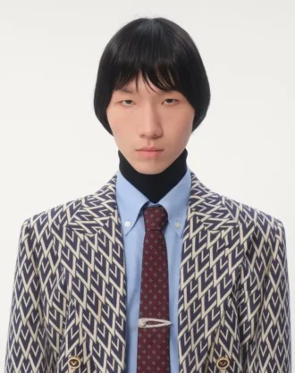 Vlogo Signature Metal Tie Clip With Swarovski® Crystals And Pearl