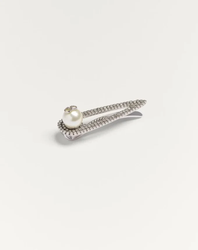 Vlogo Signature Metal Tie Clip With Swarovski® Crystals And Pearl Vlogo Signature Metal Tie Clip With Swarovski® Crystals And Pearl