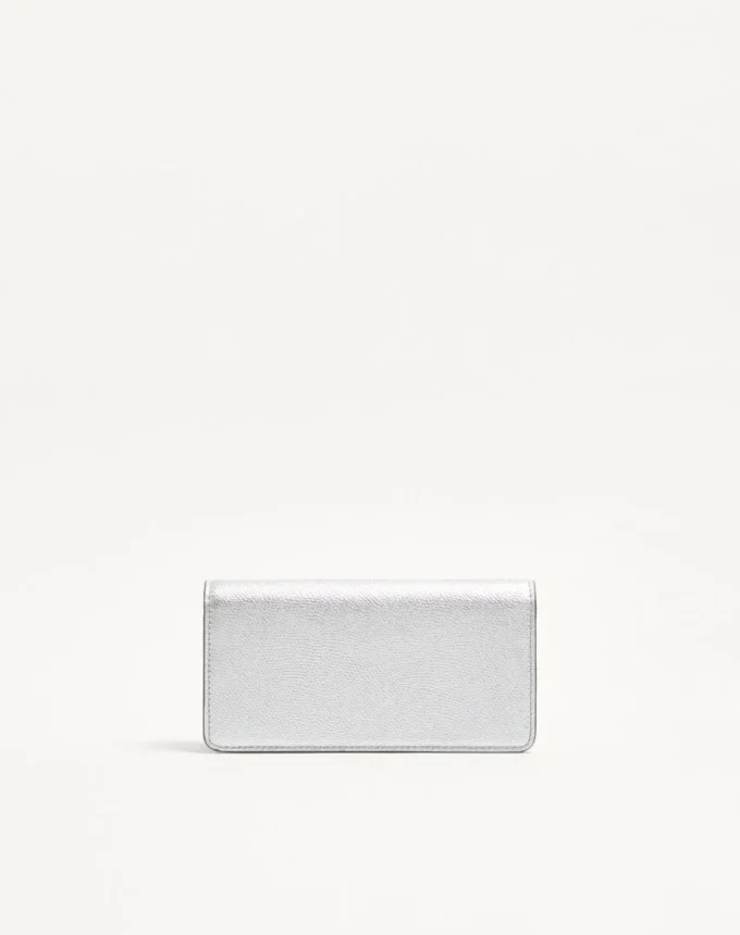 Vlogo Signature Metallic Grainy Calfskin Wallet With Chain Vlogo Signature Metallic Grainy Calfskin Wallet With Chain