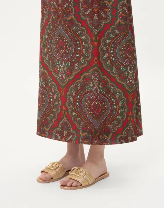 Vlogo Signature Metallic Leather Slide Sandal With Cornely Embroidery