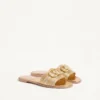 Vlogo Signature Metallic Leather Slide Sandal With Cornely Embroidery