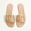 Vlogo Signature Metallic Leather Slide Sandal With Cornely Embroidery
