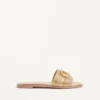 Vlogo Signature Metallic Leather Slide Sandal With Cornely Embroidery