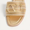 Vlogo Signature Metallic Leather Slide Sandal With Cornely Embroidery
