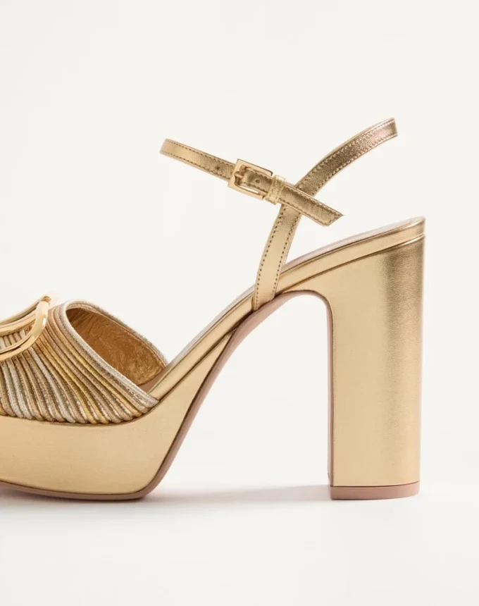 VLogo Signature Metallic Platform Sandal with Cornely Embroidery 115mm VLogo Signature Metallic Platform Sandal with Cornely Embroidery 115mm