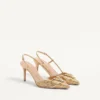 Vlogo Signature Metallic Slingback Pumps With Cornely Embroidery 80Mm Vlogo Signature Metallic Slingback Pumps With Cornely Embroidery 80Mm
