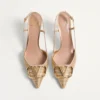 Vlogo Signature Metallic Slingback Pumps With Cornely Embroidery 80Mm Vlogo Signature Metallic Slingback Pumps With Cornely Embroidery 80Mm