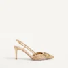 Vlogo Signature Metallic Slingback Pumps With Cornely Embroidery 80Mm Vlogo Signature Metallic Slingback Pumps With Cornely Embroidery 80Mm