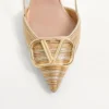 Vlogo Signature Metallic Slingback Pumps With Cornely Embroidery 80Mm Vlogo Signature Metallic Slingback Pumps With Cornely Embroidery 80Mm