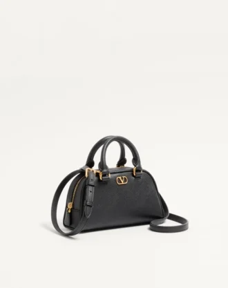 VLogo Signature Mini Bowling Bag in Grainy Calfskin
