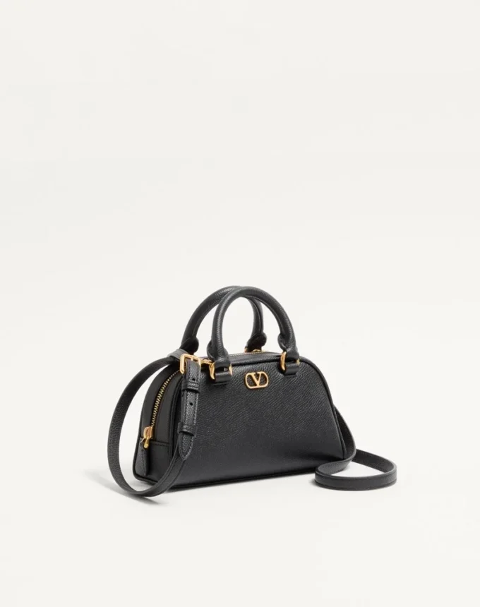VLogo Signature Mini Bowling Bag in Grainy Calfskin VLogo Signature Mini Bowling Bag in Grainy Calfskin