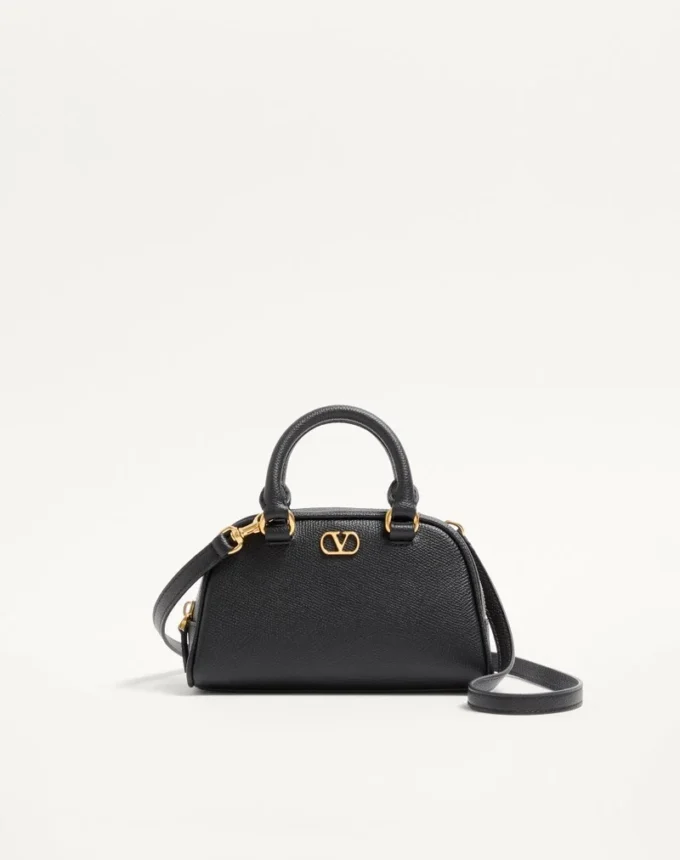VLogo Signature Mini Bowling Bag in Grainy Calfskin VLogo Signature Mini Bowling Bag in Grainy Calfskin