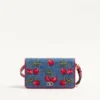 Vlogo Signature Mini Denim Shoulder Bag With Cherryfic Embroidery