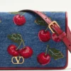 Vlogo Signature Mini Denim Shoulder Bag With Cherryfic Embroidery