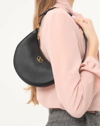 Vlogo Signature Mini Hobo Bag In Grainy Calfskin