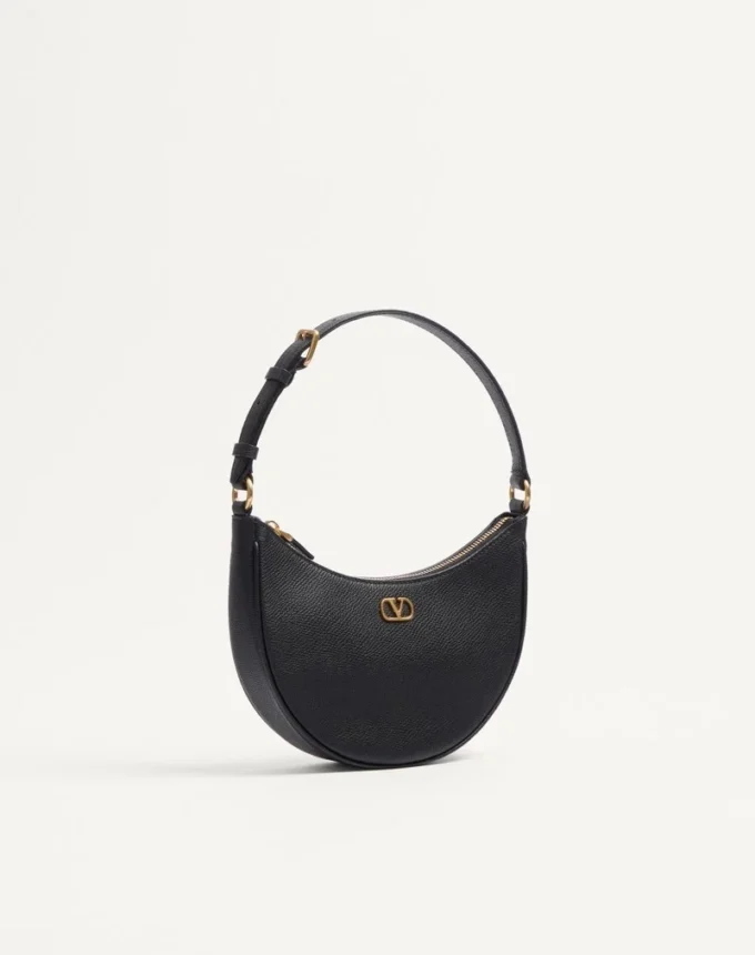 Vlogo Signature Mini Hobo Bag In Grainy Calfskin