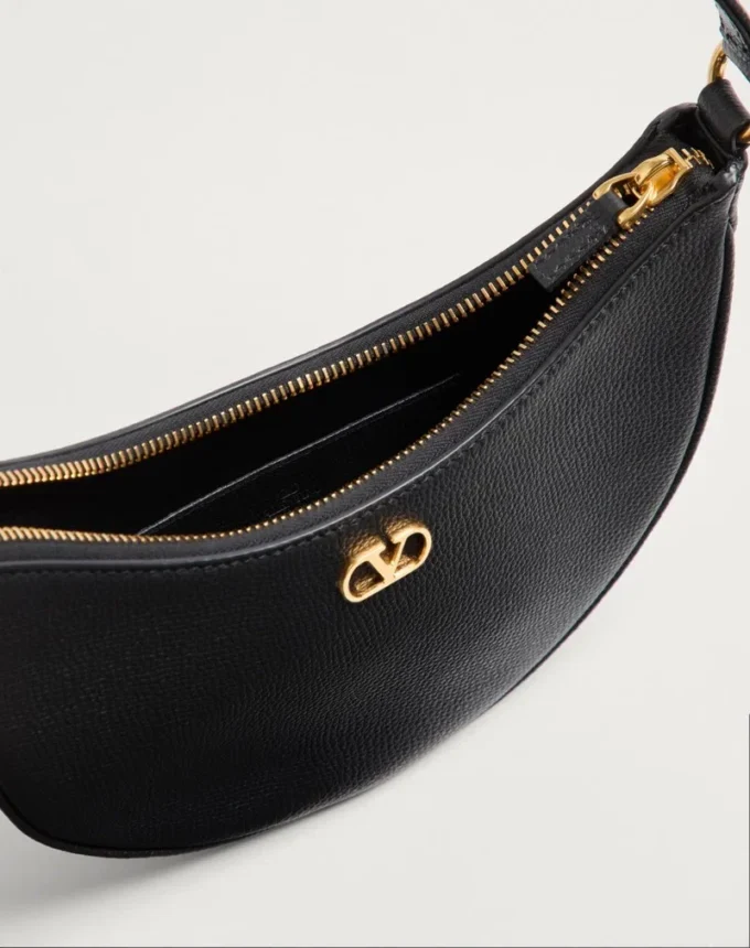 Vlogo Signature Mini Hobo Bag In Grainy Calfskin
