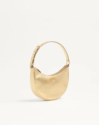Vlogo Signature Mini Hobo Bag In Laminated Grainy Calfskin