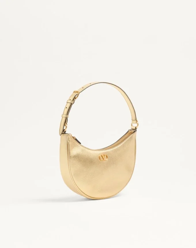 Vlogo Signature Mini Hobo Bag In Laminated Grainy Calfskin Vlogo Signature Mini Hobo Bag In Laminated Grainy Calfskin