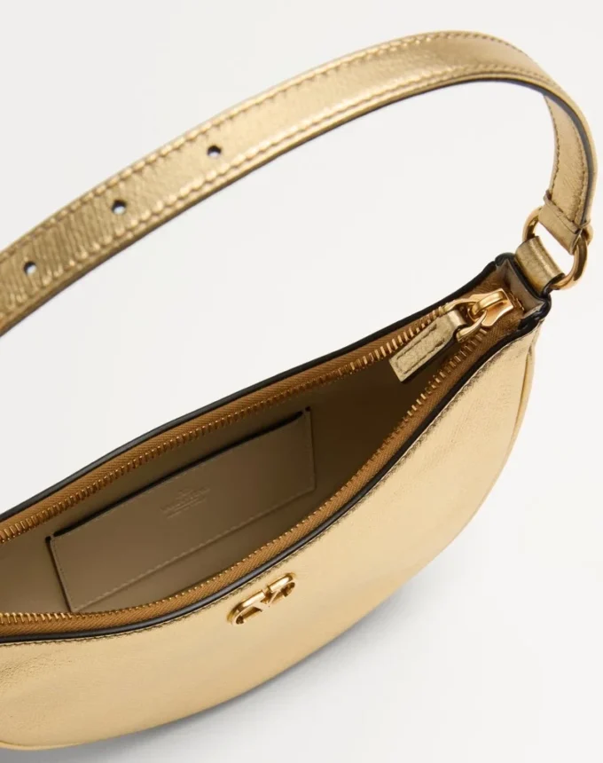 Vlogo Signature Mini Hobo Bag In Laminated Grainy Calfskin Vlogo Signature Mini Hobo Bag In Laminated Grainy Calfskin