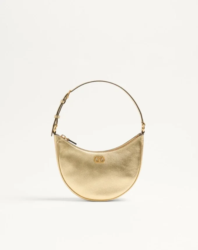 Vlogo Signature Mini Hobo Bag In Laminated Grainy Calfskin Vlogo Signature Mini Hobo Bag In Laminated Grainy Calfskin