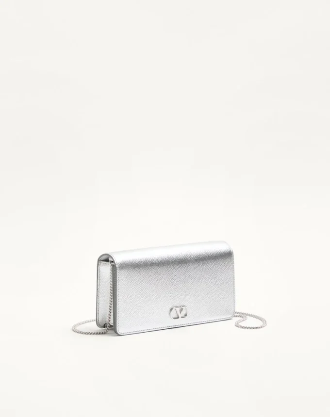 VLogo Signature Mini Shoulder Bag in Laminated Grainy Calfskin